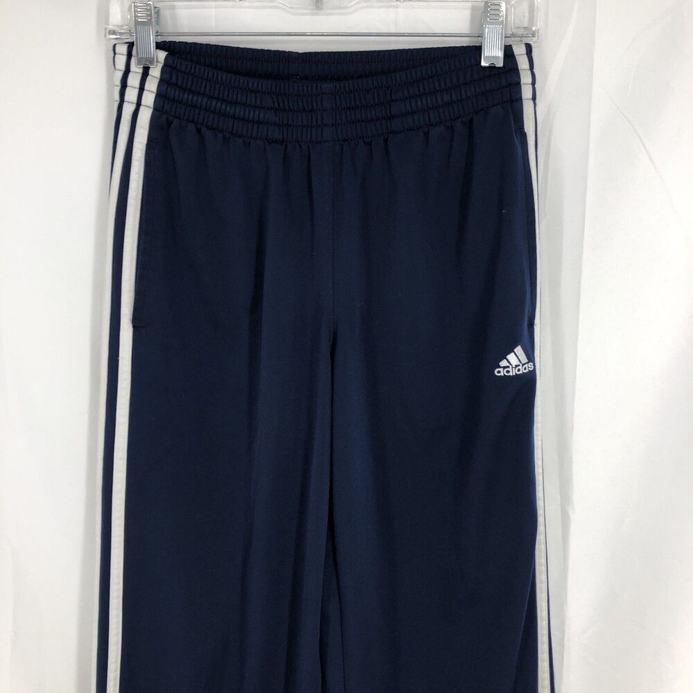 adidas Track Pant Blue 3 Stripe Elastic Drawstring Waist 775638 Small 30” Inseam